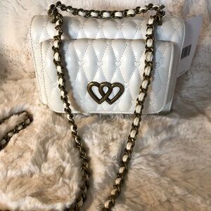 NEW Betsey Johnson White Quilted XOMila Crossbody/Shoulder Bag, NWT